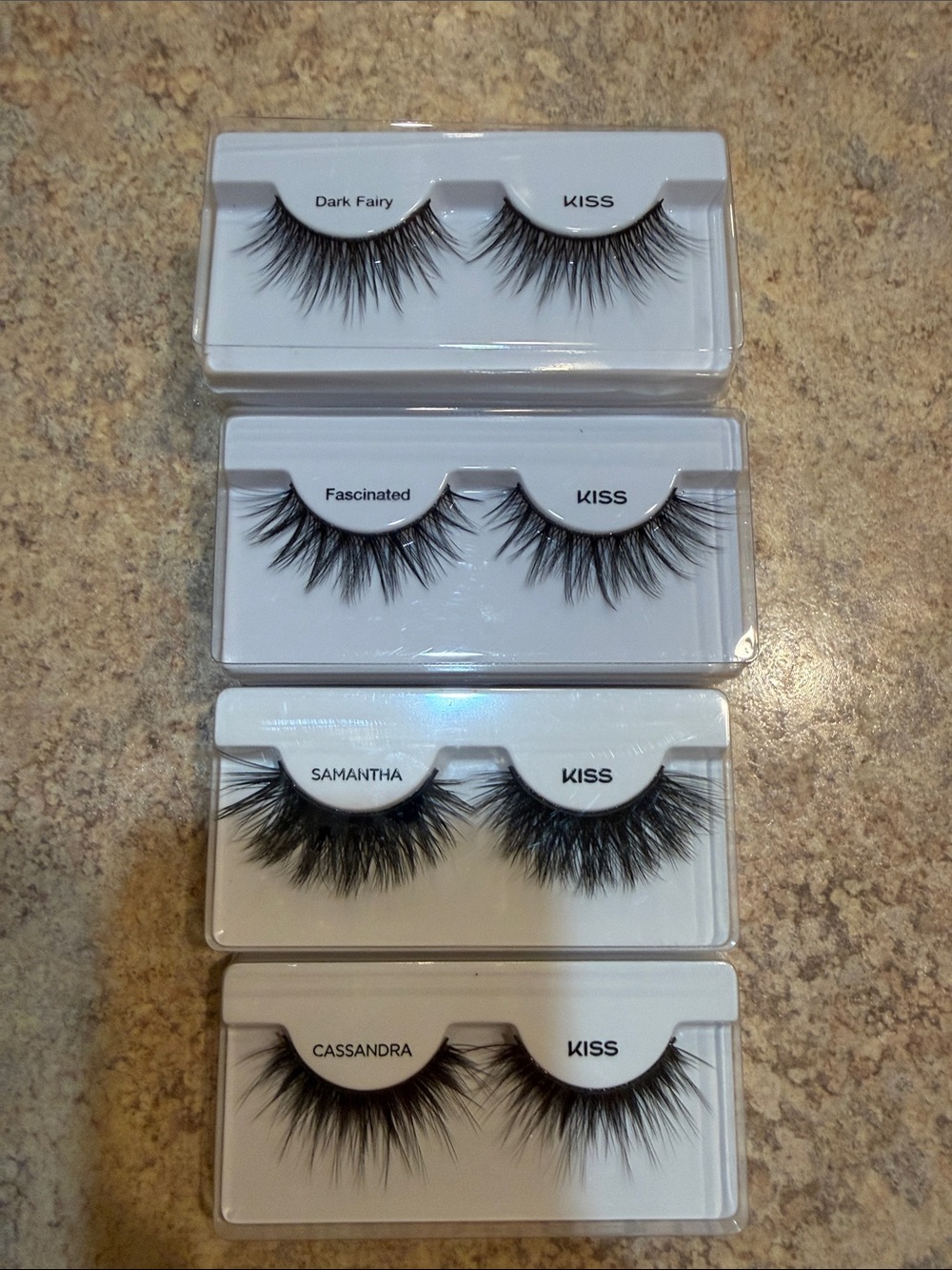 KISS Black False Eyelashes Set of 10 Dark Fairy, Fascinated, Samantha, Cassandra
